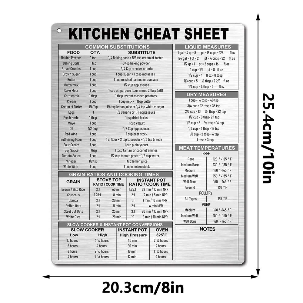 Kitchen Conversion Magnetic Sticker Fridge Mounted Measuring Guide Metal Kitchen Helper for Daily Cooking Use Oasis Select JSTY487