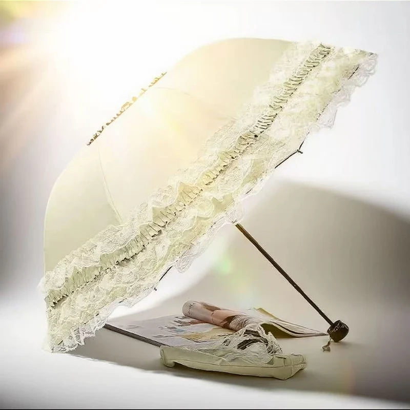 Vintage Lace Parasol Foldable Gothic Lolita Umbrella Lady Rain Anti-uv Protection Umbrella Dome Props Parasol Umbrella Lady Oasis Select