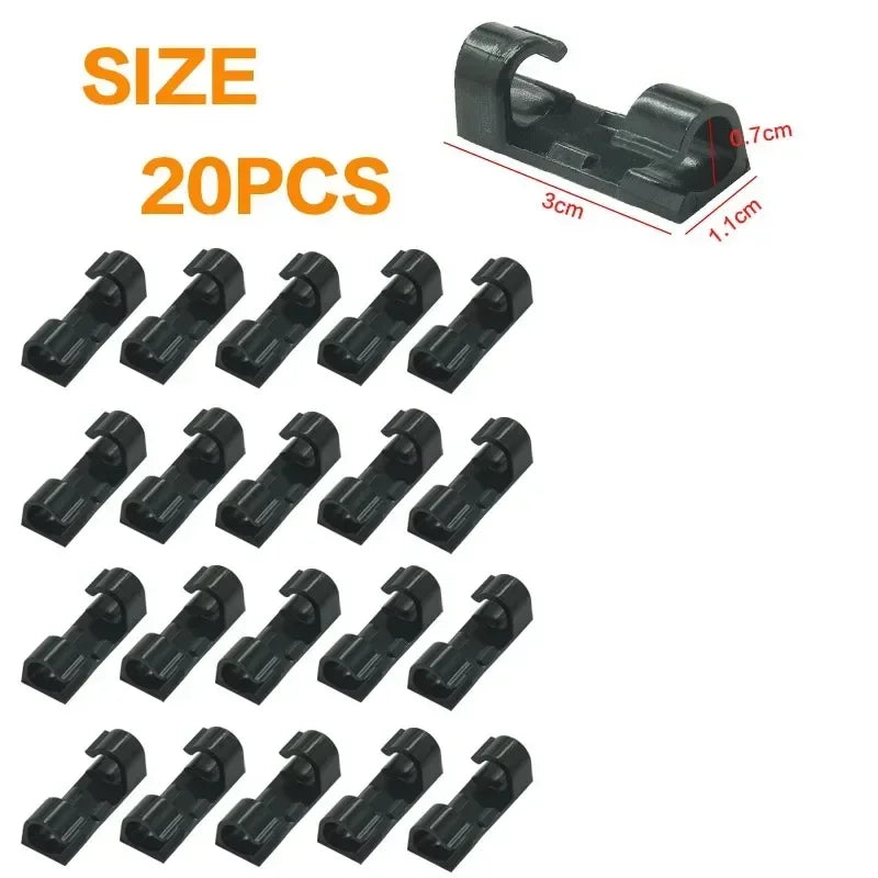 20/40pcs Adhesive Cable Clips Wire Holder For Wall Strong Self-Adhesive Stickers Cord Management Organizer For Desk Car Office Oasis Select Small Black 20PCS