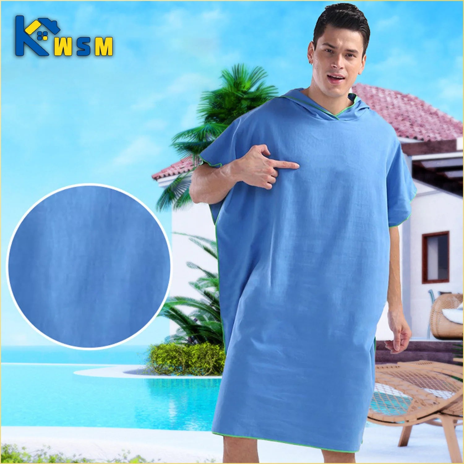 Quick-drying Changing Robe Quick Dry Bathrobe Hooded Absorbent Bath Towel Swimming & Fitness Super Absorbent Bathrobe Oasis Select