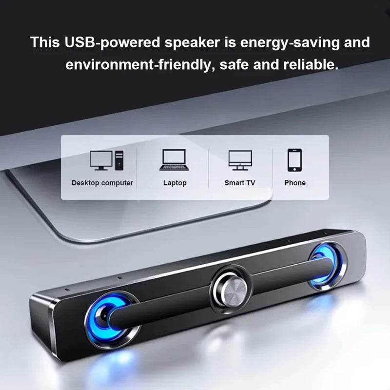 AyeBeau Wired USB Soundbar Speaker for PC, Laptop & TV