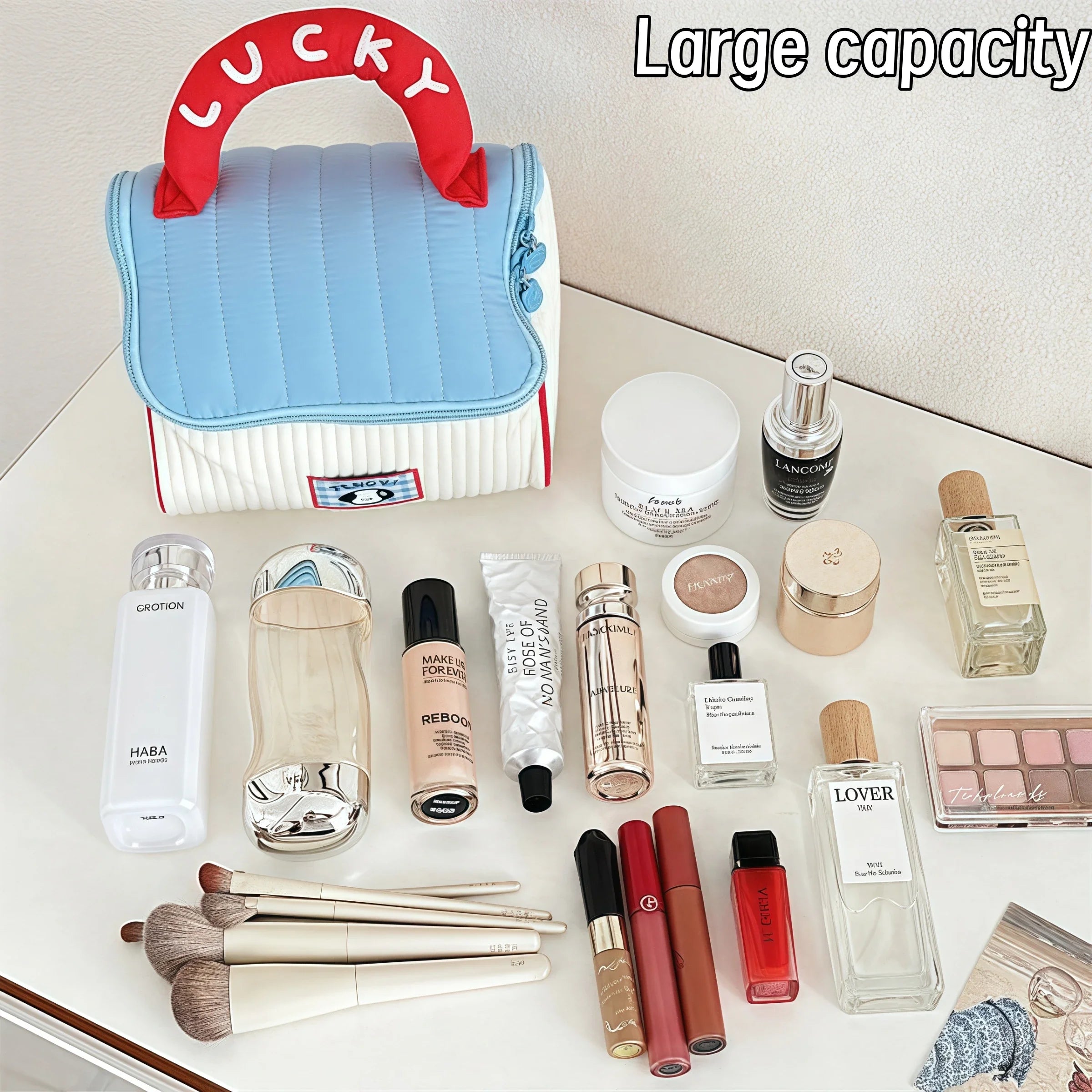 Cartoon pattern cute hut handbag girls large capacity cosmetic organizer portable handheld travel toiletry bag Oasis Select