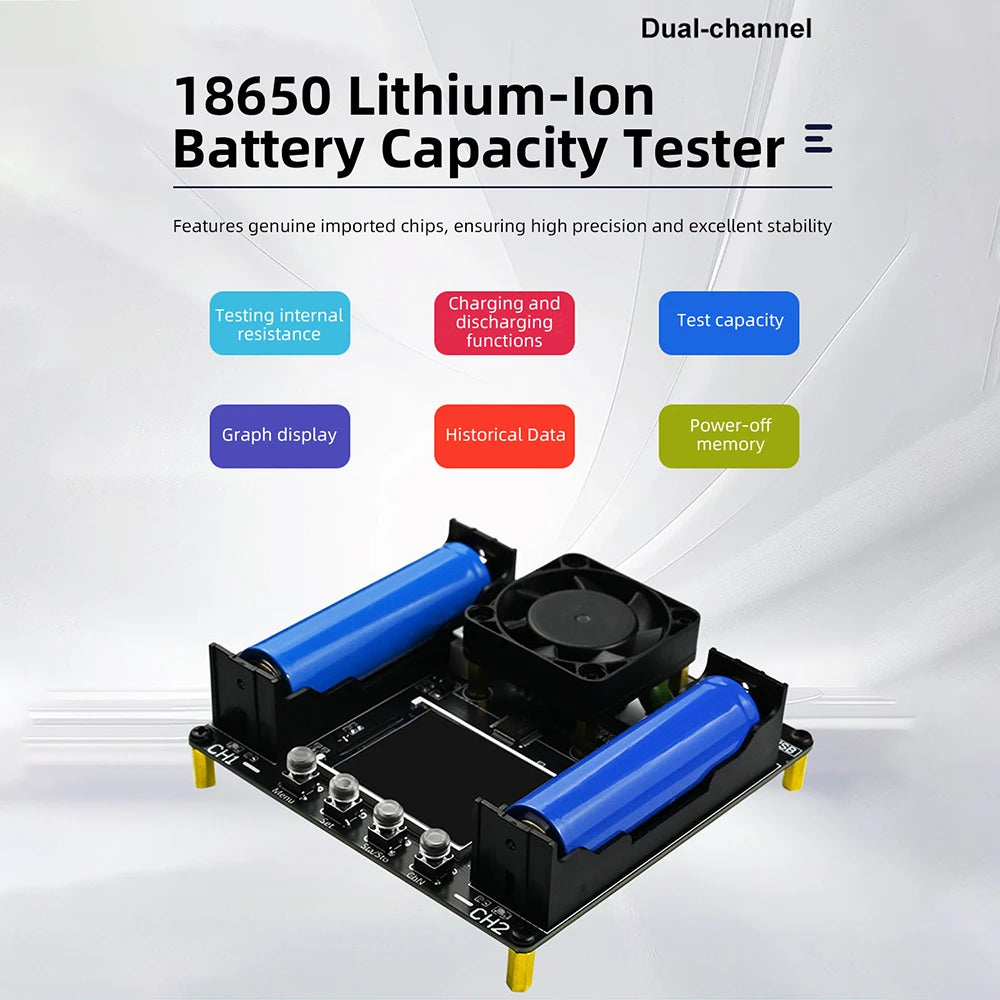 18650 Lithium Battery Capacity Tester MAh MWh Capacity Division Internal Resistance Measuring Module Type-C 18650 Battery Tester Oasis Select