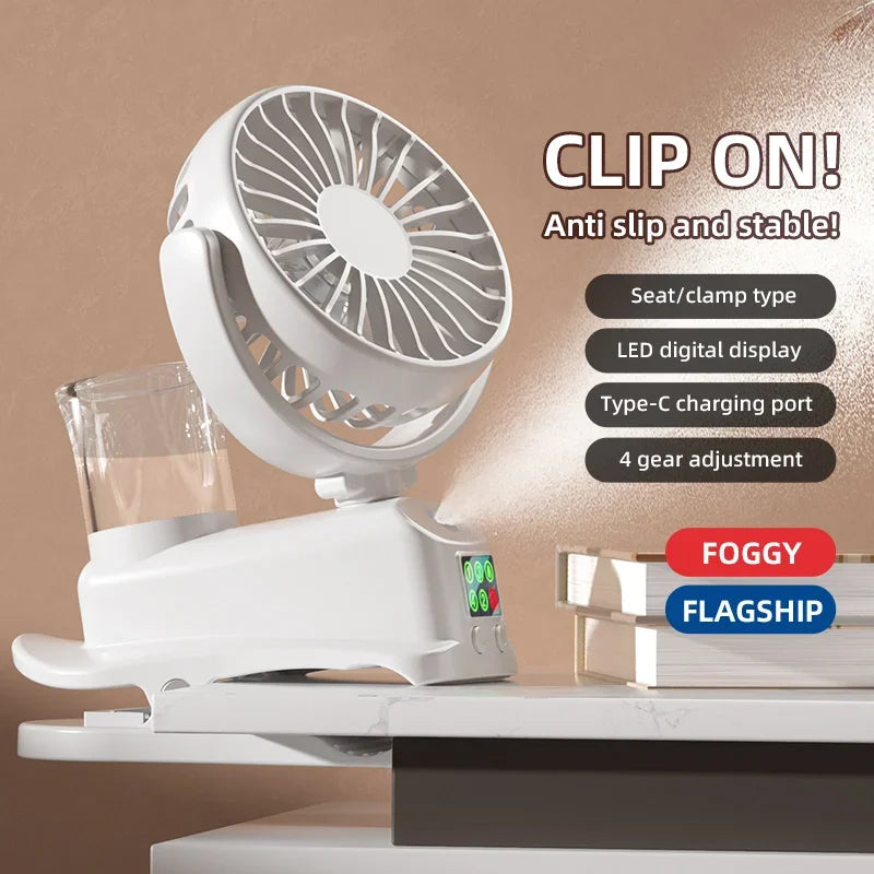 Refrigerating Clip Spray Fan Rechargeable Office Dormitory Outdoor Multi-Functional Desktop Clip Fan Moisturizing Oasis Select
