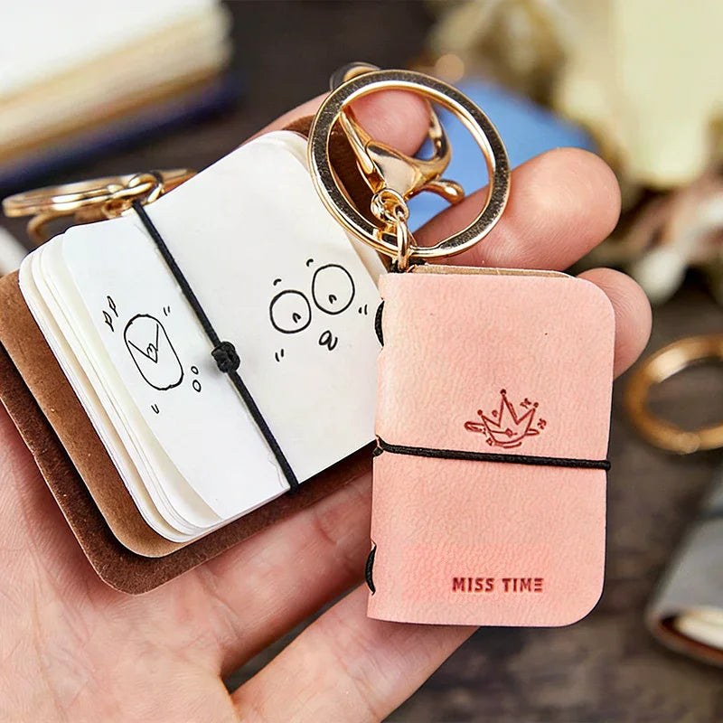 PU Keychain Soft Leather Mini Portable Diary Backpack Charm Notebook Literary Style Storage Accessory Oasis Select
