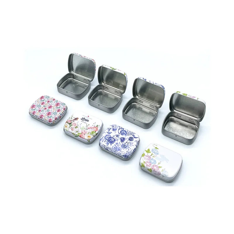 Mini Hinged Metal Tin Box – Flip Lid Storage Case 60x45mm