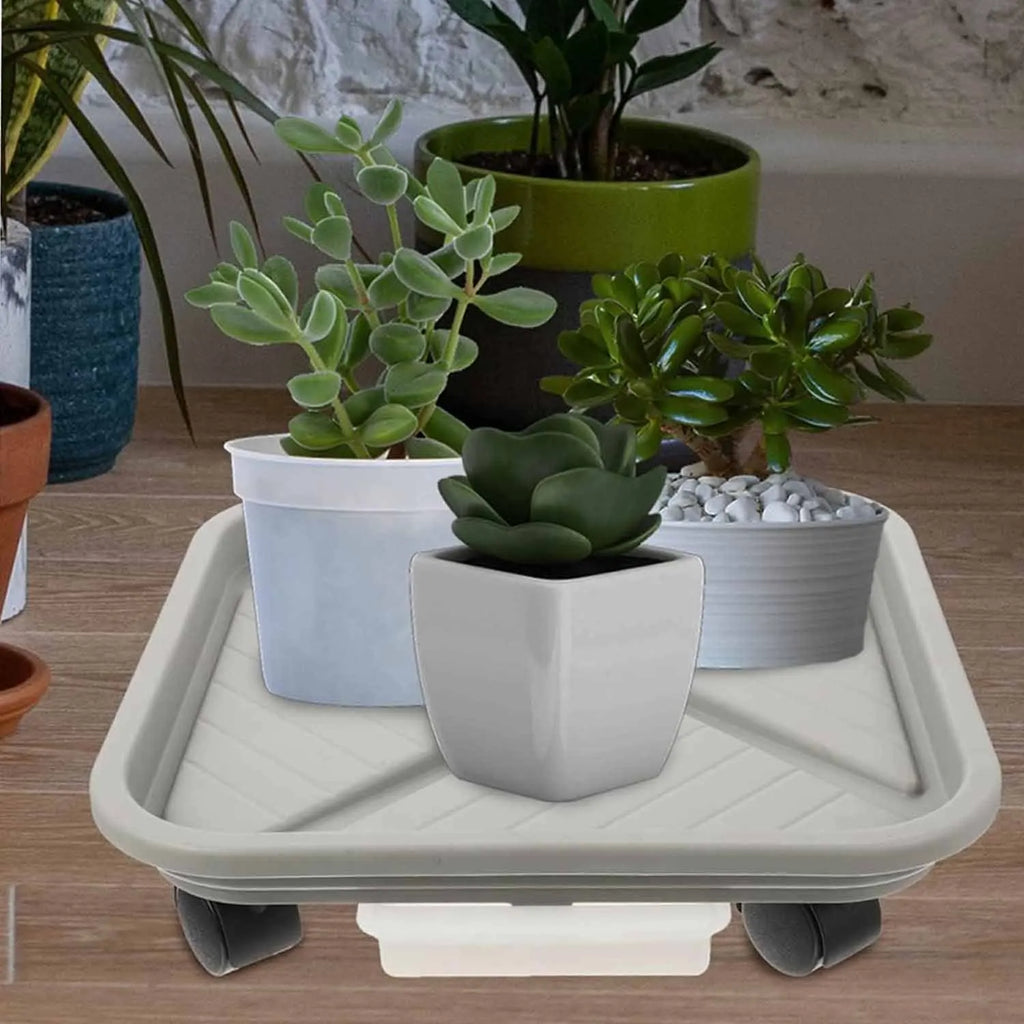1pc Plant Ball Cage with Four Wheels and A Drainage Tray, A Square Flower Pot Mover, A Wheeled Garden Rolling Plant Rack Oasis Select