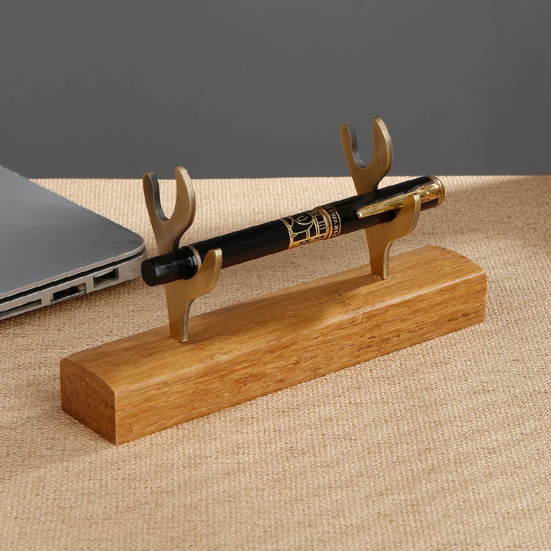 Solid wood pen holder metal antler storage stand ebony bamboo wood desktop ornaments office student pen holder display stand Oasis Select