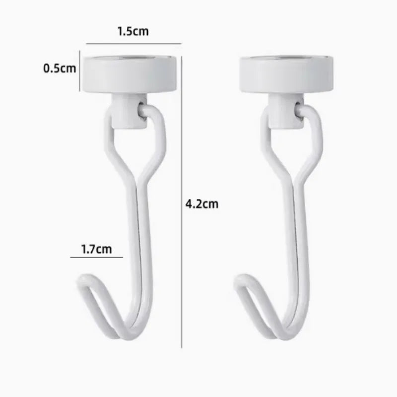 Neodymium Magnetic Hooks 5KG - 360° Rotating No Drill Hangers for Fridge/Doors, 4PCs Heavy Duty Kitchen Organizer (Black/White) Oasis Select 2pcswhite