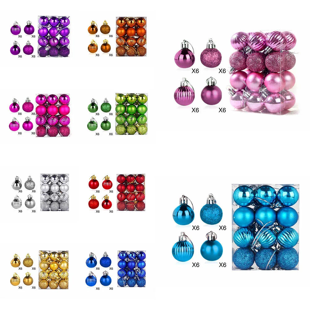 Decoration Christmas Baubles 24pcs set 30mm Christmas Tree Decoration Hanging Balls Ornament Party Home Decor Set