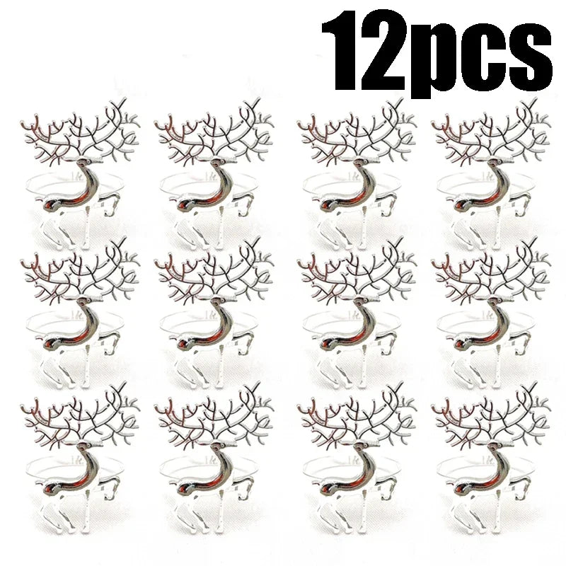 60-Pack Gold Elk Christmas Napkin Rings – Festive Table Decor