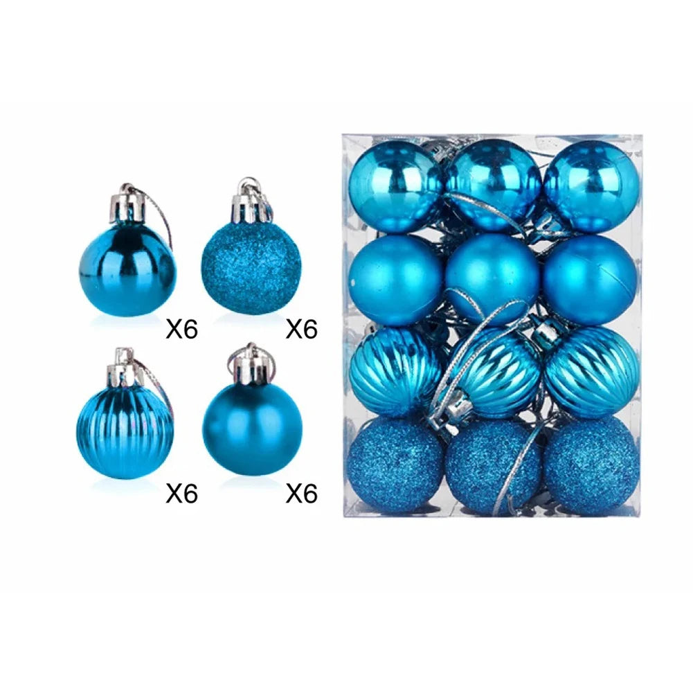 Decoration Christmas Baubles 24pcs set 30mm Christmas Tree Decoration Hanging Balls Ornament Party Home Decor Set