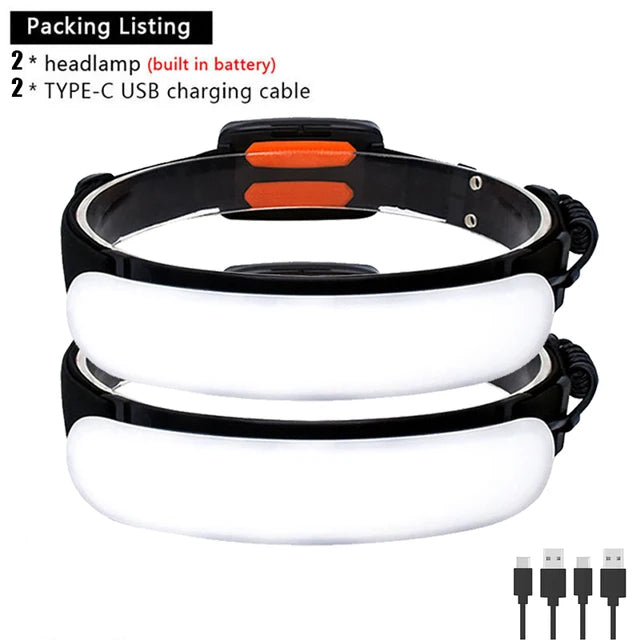 Portable 31LED Strong Light Headlamp Built-in Battery USB Rechargeable Waterproof Flashlight Wide Angle Camping Fishing Lantern Oasis Select T040-18