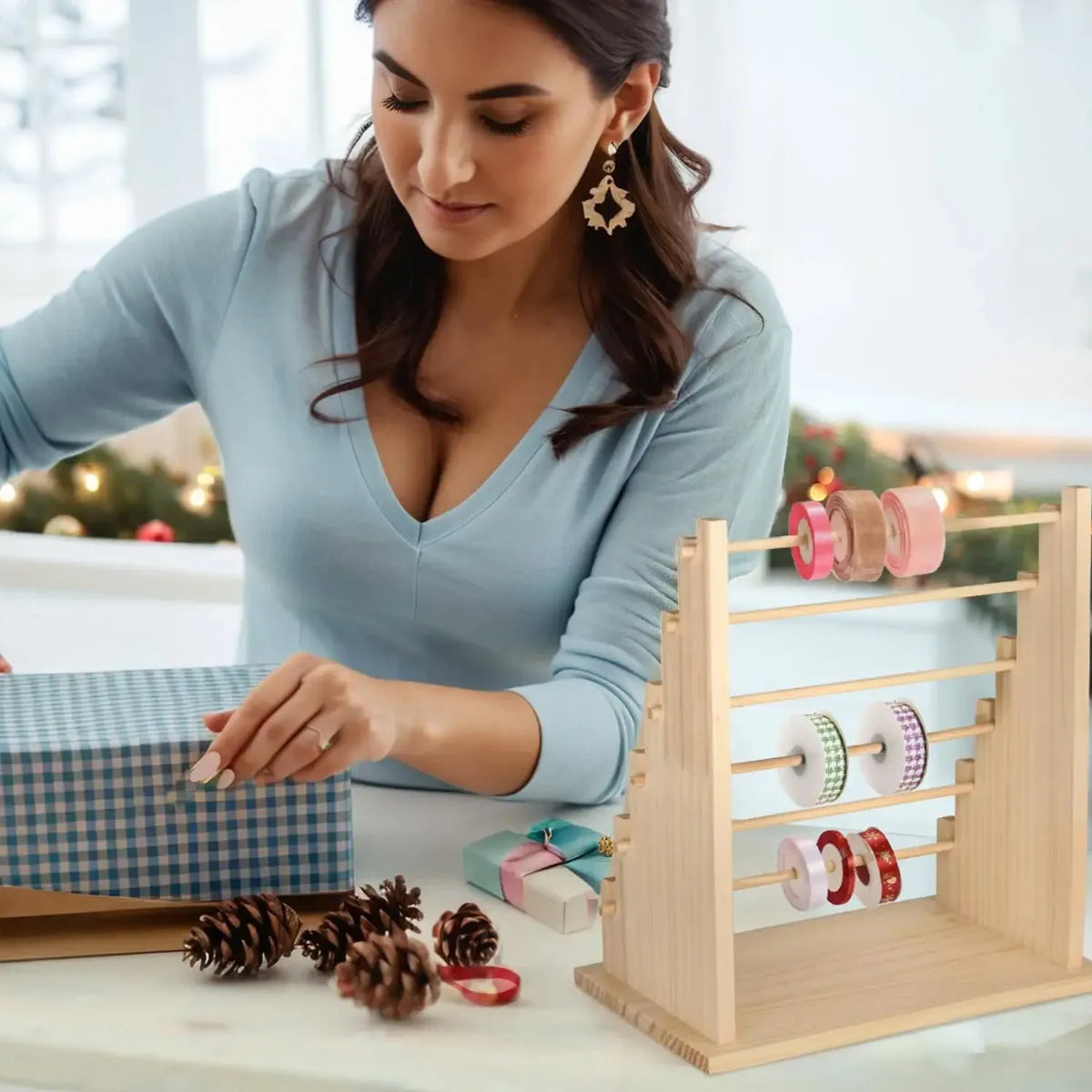 Solid Wood Ribbon Rack, 4/6 Layer Handicraft Storage and Organization Rack, Bracelet, Bracelet and Other Accessory Display Rack Oasis Select