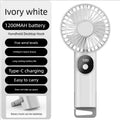 5 Speed Adjustable Handheld Fan LED Digital Display 13500RPM High Speed 1200mAh Rechargeable Portable Pocket Fan With Carabiner Oasis Select white