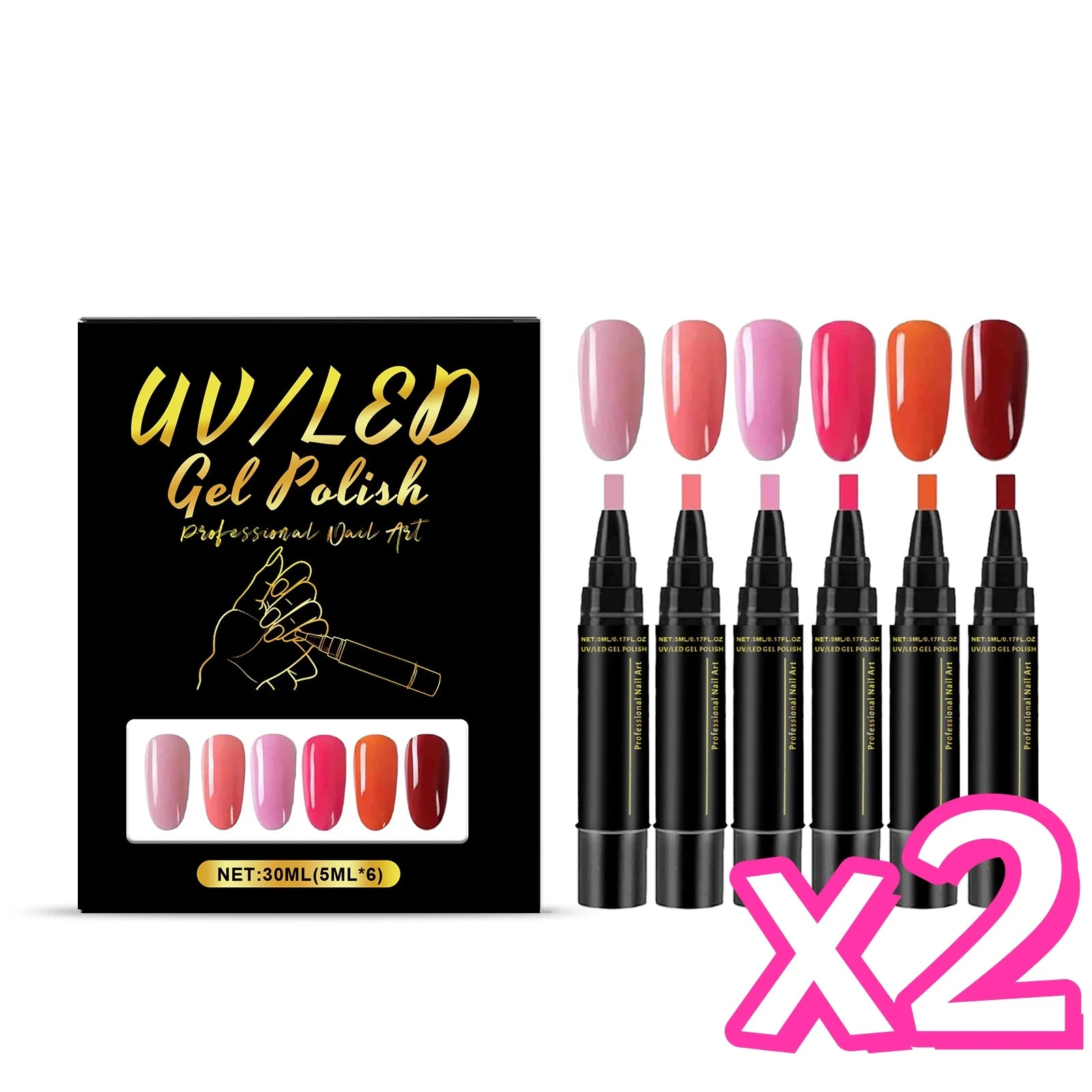 6 Color DIY Nail Art Pens High Pigment Quick Dry Free Draw Design Decorate Nails Safe Gentle Waterproof Nails Art Oil Pens Kit Oasis Select SET 1 x2PCS