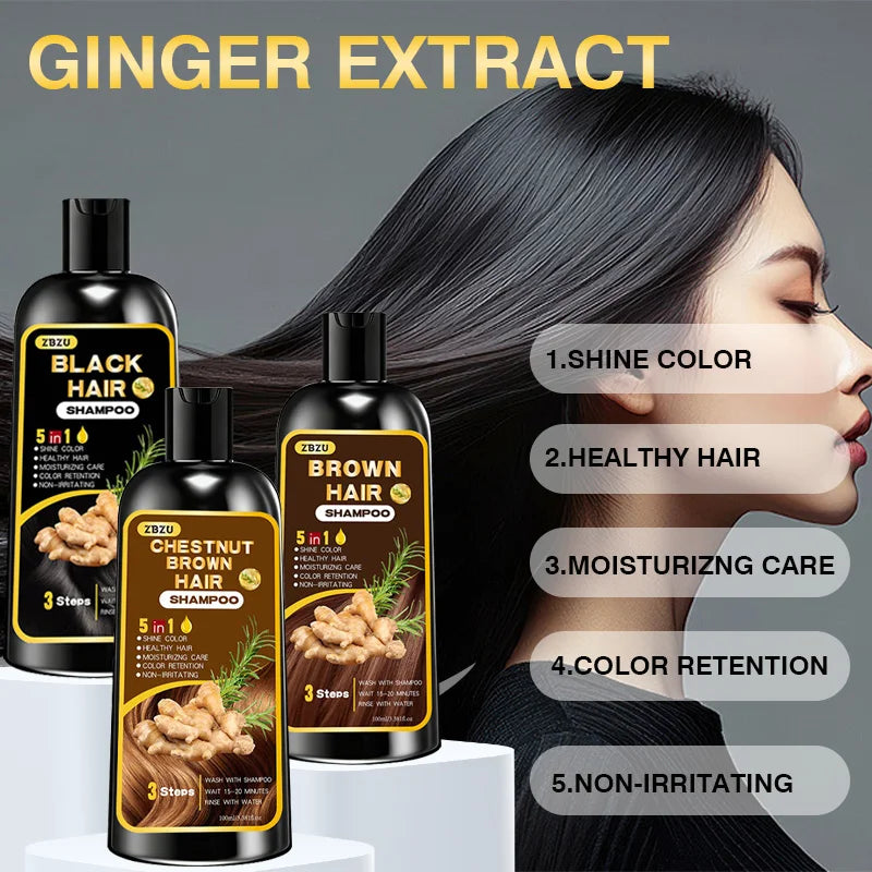 New hair dye shampoo 5-in-1, containing ginger and biotin. Long-lasting color retention and coverage of gray hair. Long-lasting Oasis Select