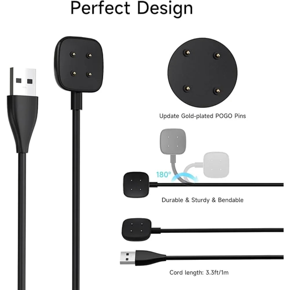 Fitbit Sense 2 / Versa 4 / Versa 3 USB Charger Cable 3.3ft Smartwatch Charger Cable Oasis Select