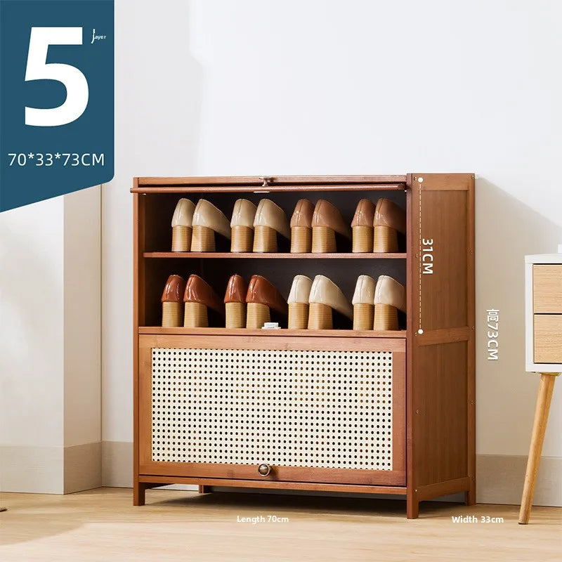 Imitation rattan woven shoe cabinet, simple shoe rack at the door of the home, economical storage, multi-layer dust-proof Oasis Select Five floors 70 long