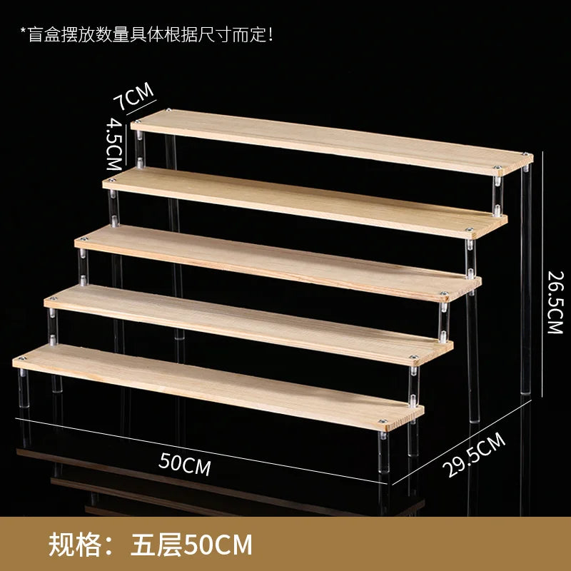 Wooden Ladder Display Stand – 2–5 Tier Acrylic Shelf Rack