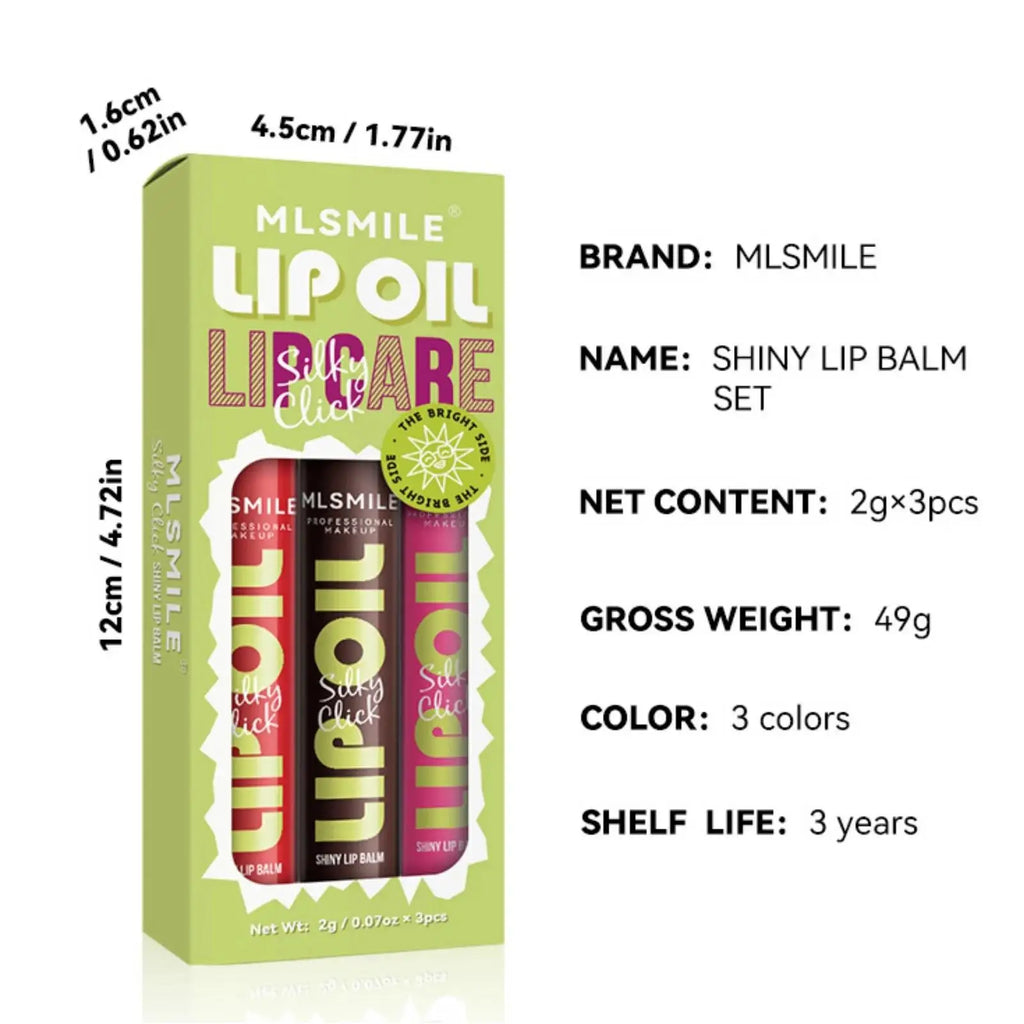 MLSMILE 3-Piece Pearl Lip Gloss Set – Long-Lasting & Moisturizing
