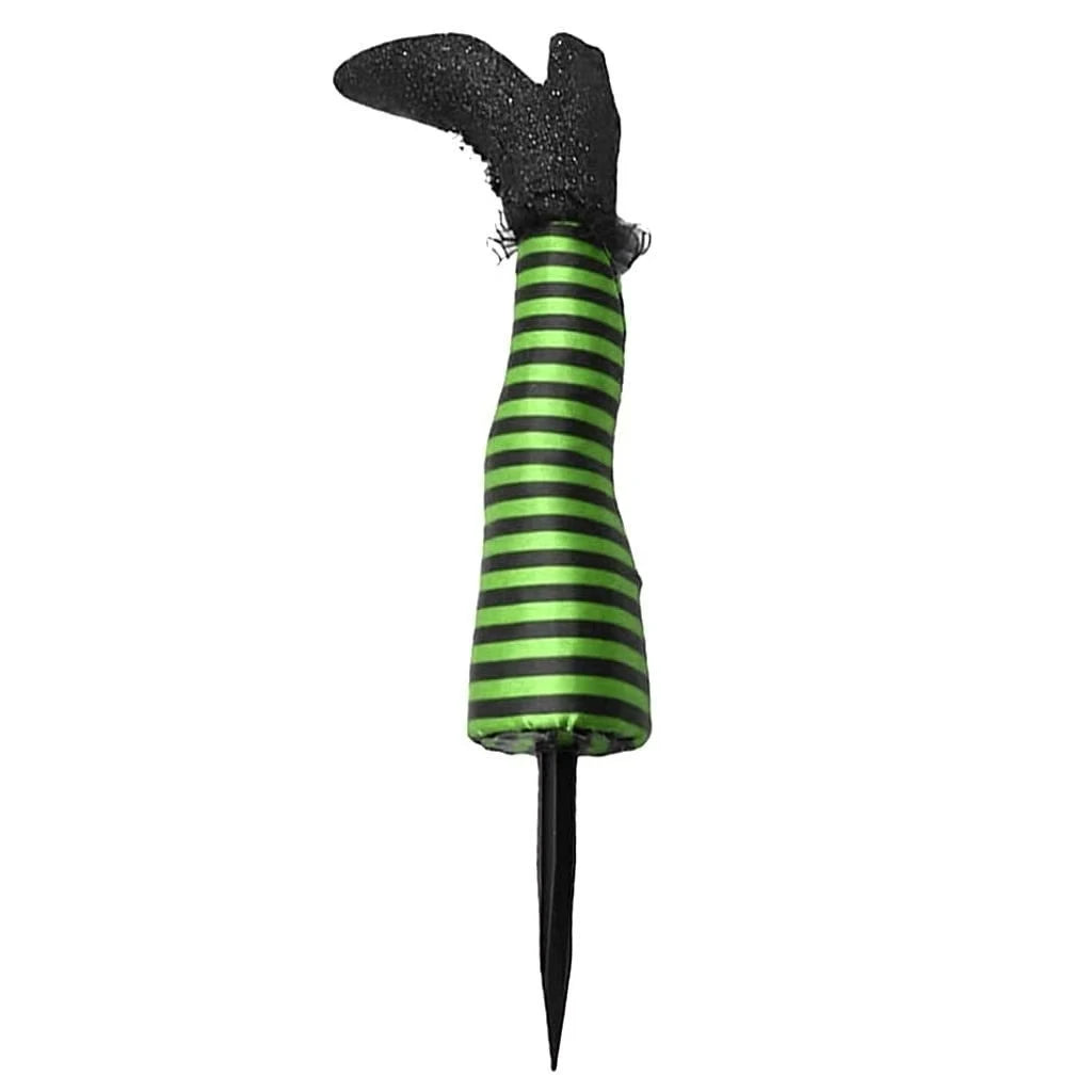 Halloween Lawn Outdoor Garden Decoration Props Evil Witch Legs Inverted Evil Witch Feet Boots Stakes Courtyard Oasis Select Green 2pcs