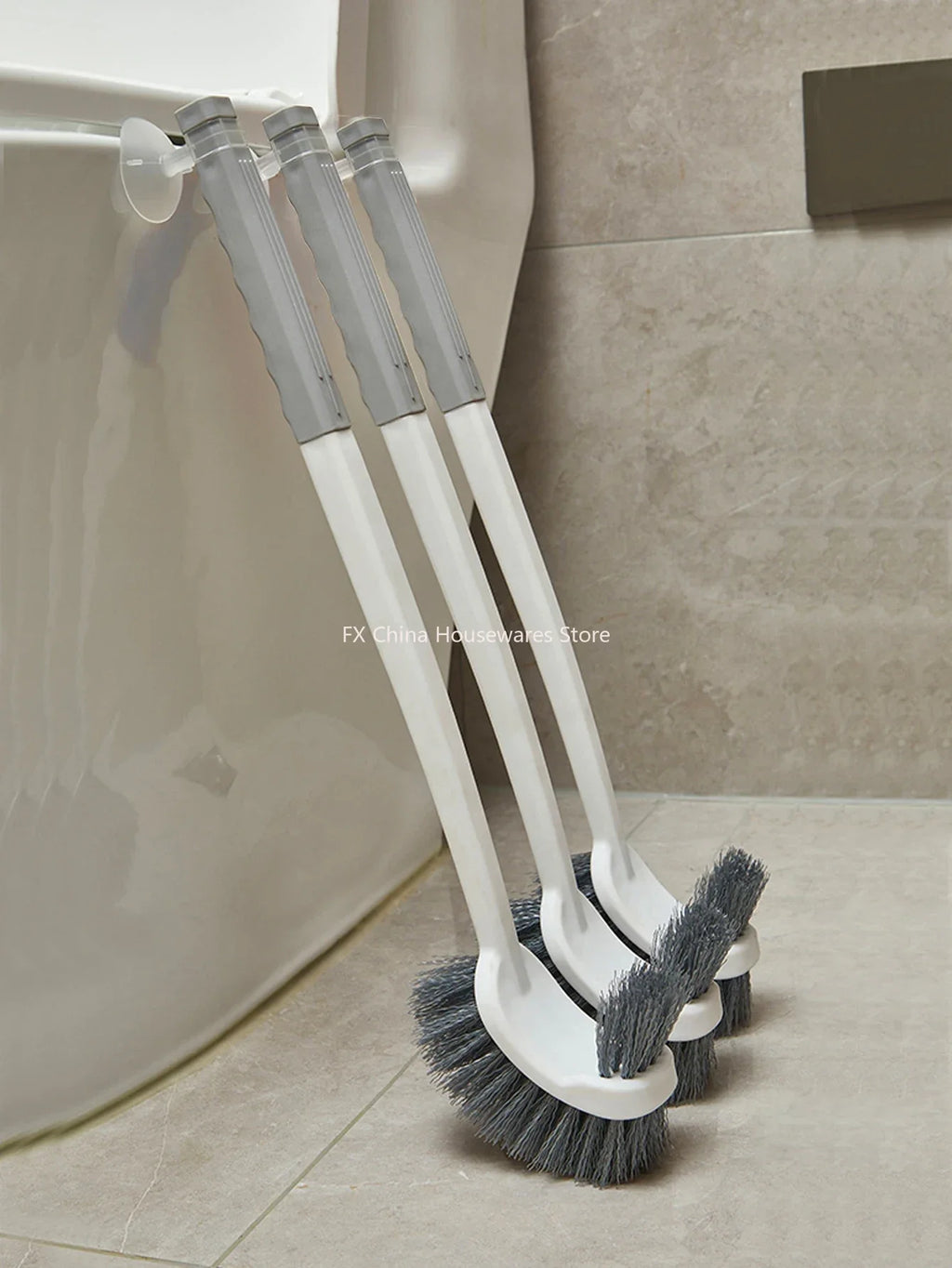 Long Handle Toilet Brush with Suction Cup, Double-Sided Elbow Design, No Dead Corners, Wall Mounted, for Squatting Sink Oasis Select