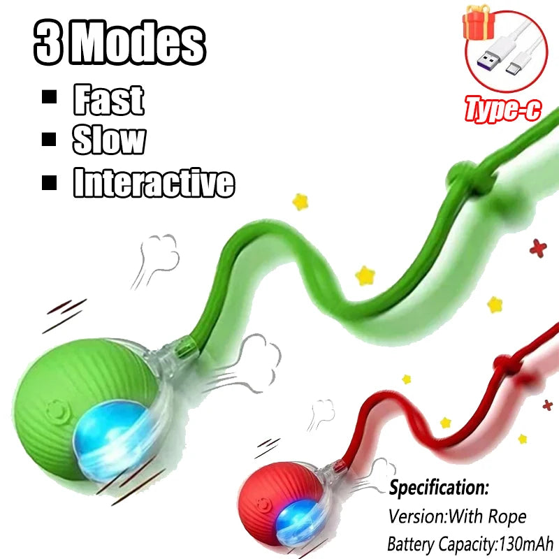 Cat Interactive Ball Training Self-moving Kitten Electric Cat Ball Toys Electronic Automatic Rolling Magic Ball Toys for Cat Oasis Select 2PCS-Red-Green