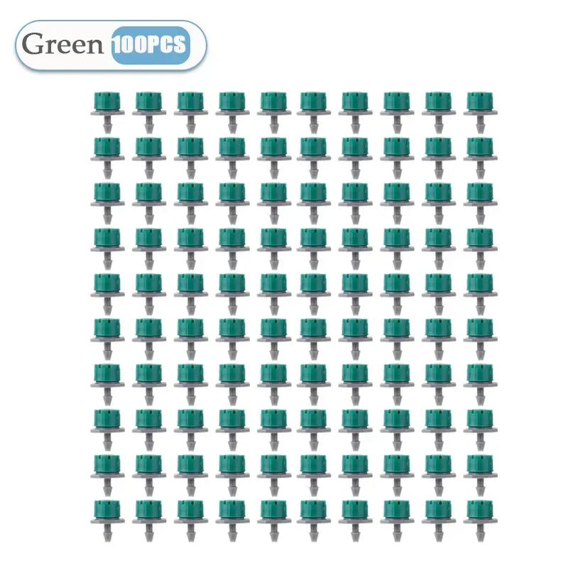 50-800PCS Adjustable 8 Hole Red Cap Drip 360 Degree Watering Adjustable for Garden Watering Pipe System Anti Clogging Dripper Oasis Select Green-100PCS