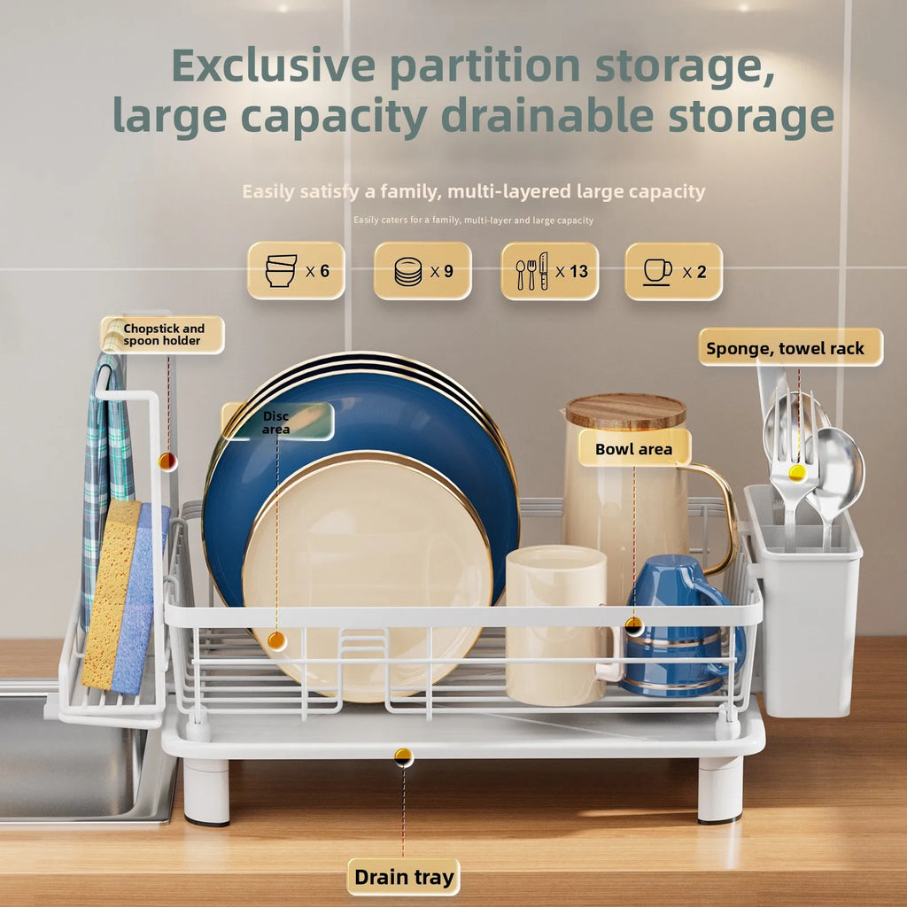 Dish Drain Rack Multifunctional Dish Storage Box Countertop Dish Rack Sponge Rack Kitchen Shelf Oasis Select