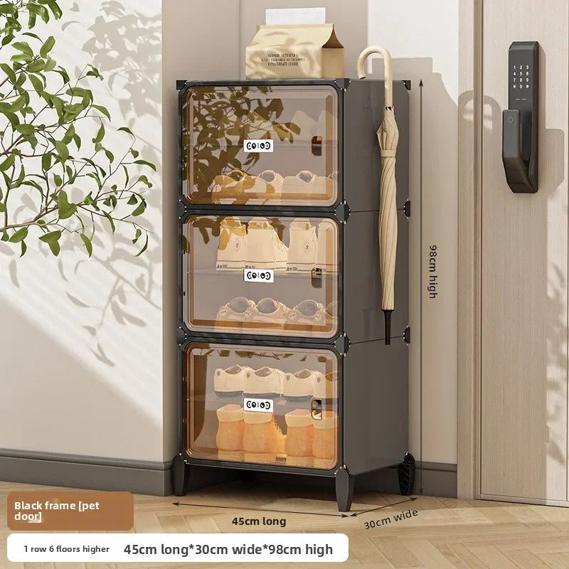 Multi-functional Simple Shoe Rack Plastic Household Indoor Door, Dustproof Storage At The Entrance, Transparent Shoe Cabinet Oasis Select 1-6B