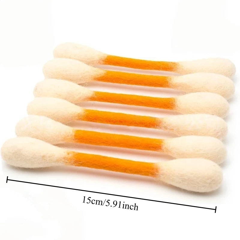 Giant Cotton Swab Design Cat Chew Sticks 6Pcs Felt Interactive Cat Toy with Catnip Pet Kitten Play Accessories Oasis Select Orange