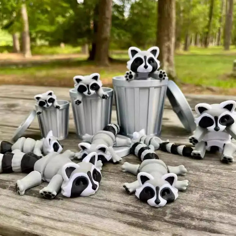 Creativity Plastics 3D Printed Toys Cartoon Flexible Raccoons Animals Figures Articulated Raccoon Fidget Toy Desktop Decoration Oasis Select