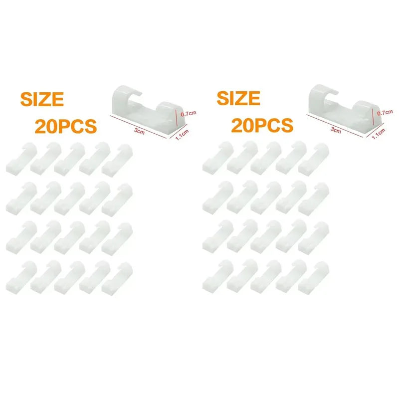 20/40pcs Adhesive Cable Clips Wire Holder For Wall Strong Self-Adhesive Stickers Cord Management Organizer For Desk Car Office Oasis Select Small White 40PCS
