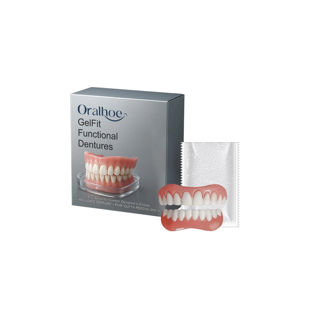 Temporary Denture Set Upper Lower Veneers False Teeth Soft Comfortable Instant Confident Whitening Dentures Simulation Brace Oasis Select 1 SET