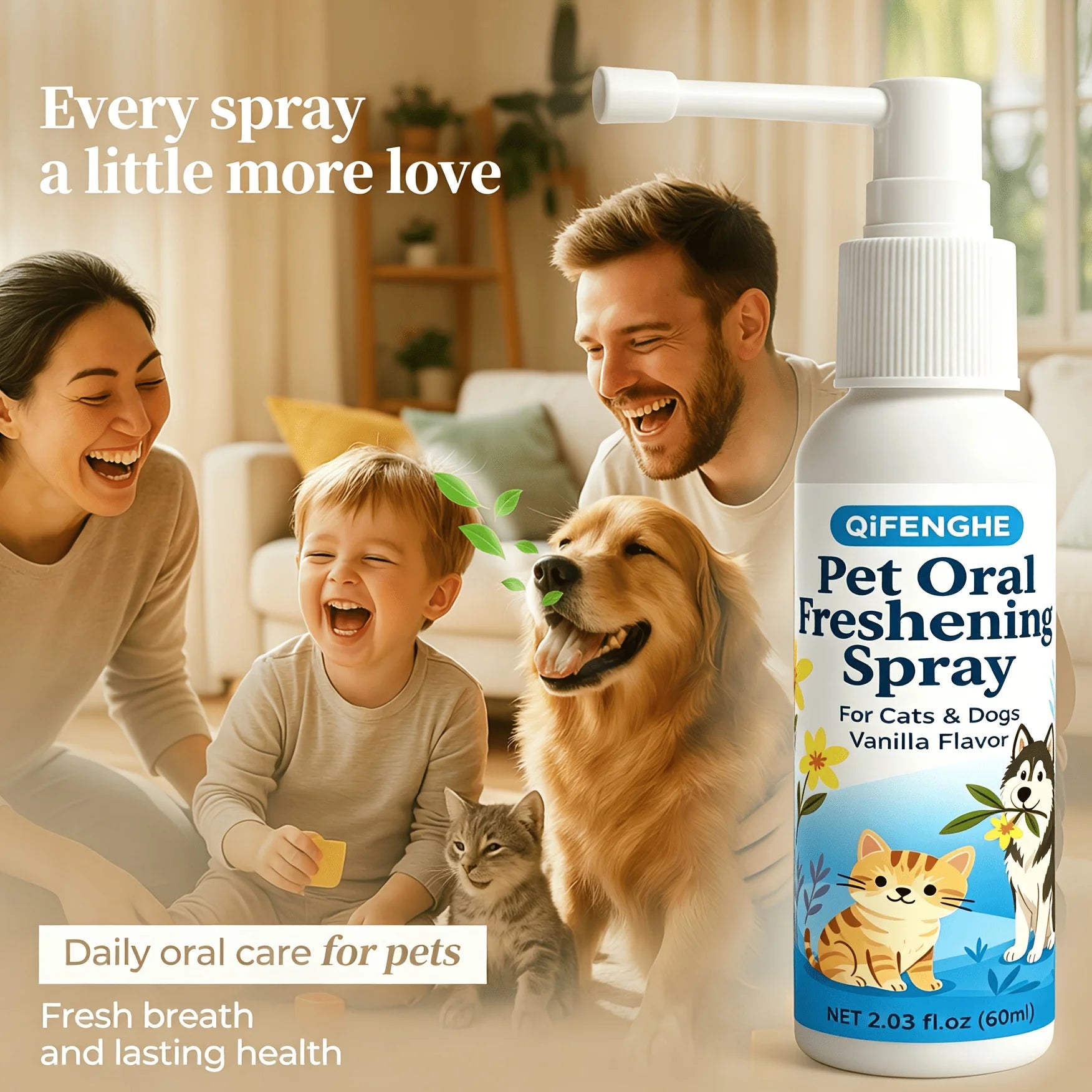 Pet 2-in-1 Dental Spray – Dog & Cat Breath & Tartar Control Pet Dental Spray Oasis Select