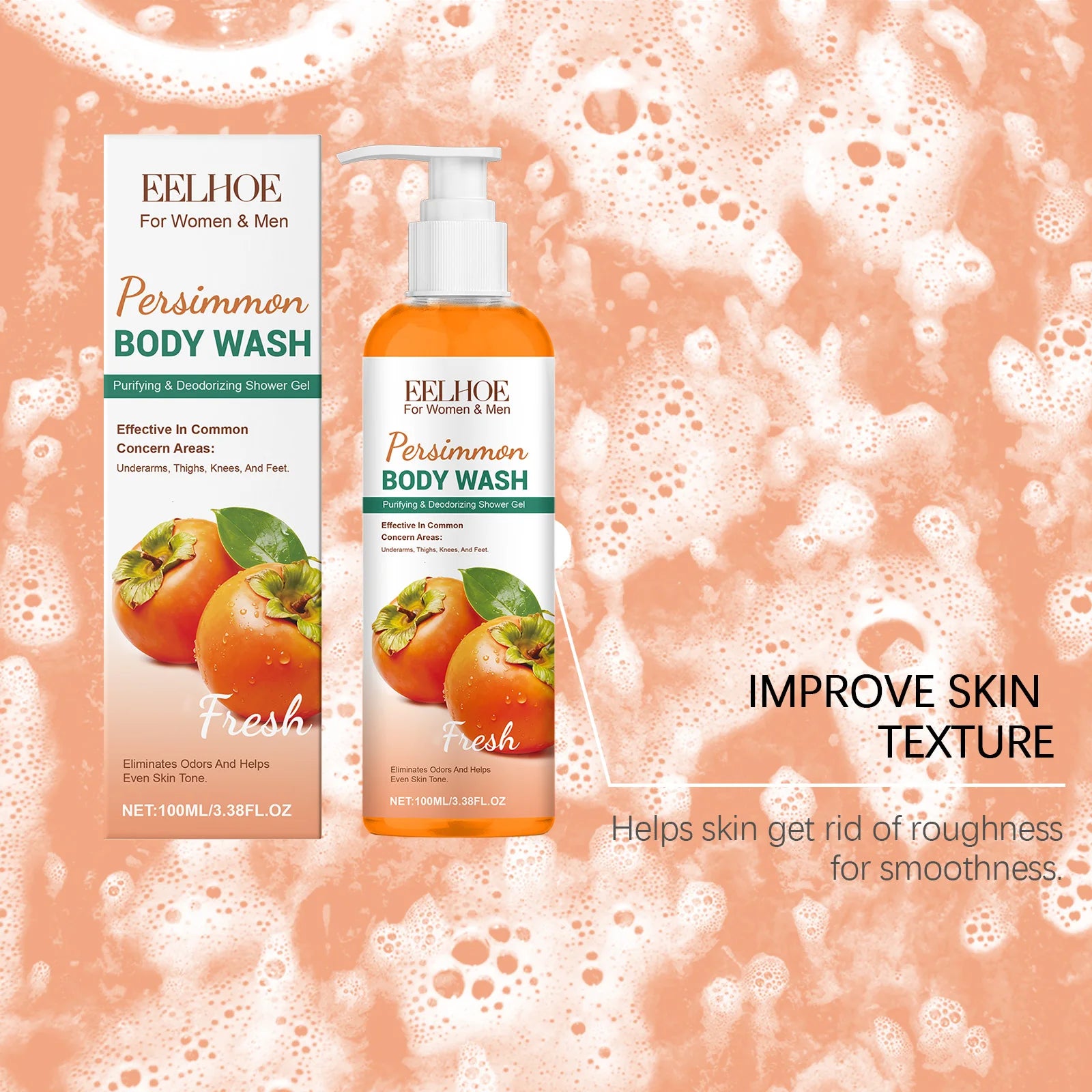 Persimmon Body Wash Eliminating Odor Exfoliating Long Lasting Moisturizing Refreshing Oil Control Smoothing Fragrance Shower Gel Oasis Select