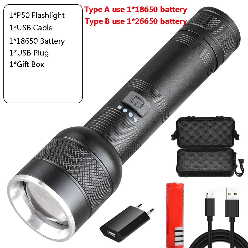 POCKETMAN XHP50 LED Tactical Flashlight – Rechargeable Torch