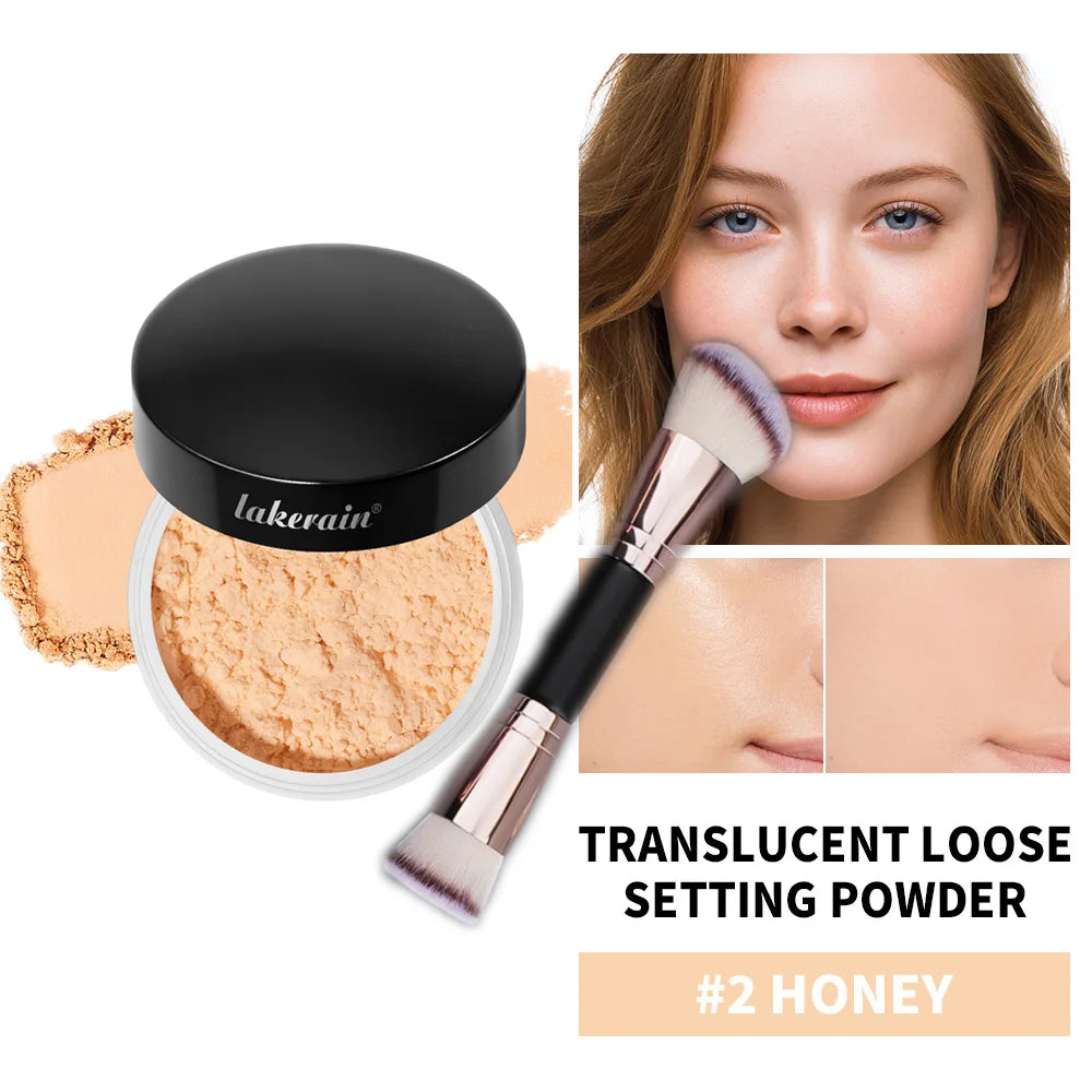 Lakerain Loose Setting Powder & Brush – 24HR Matte Finish