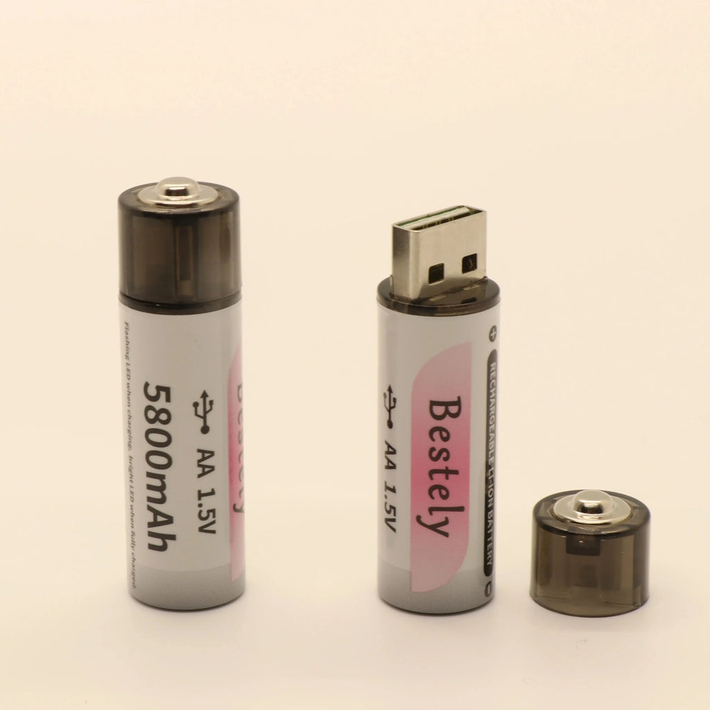2025 New 1.5v Rechargeable Lithium AA Battery, High capacity 5800mAh USB Li-ion AA Battery,1.5h fast charging and long lasting Oasis Select