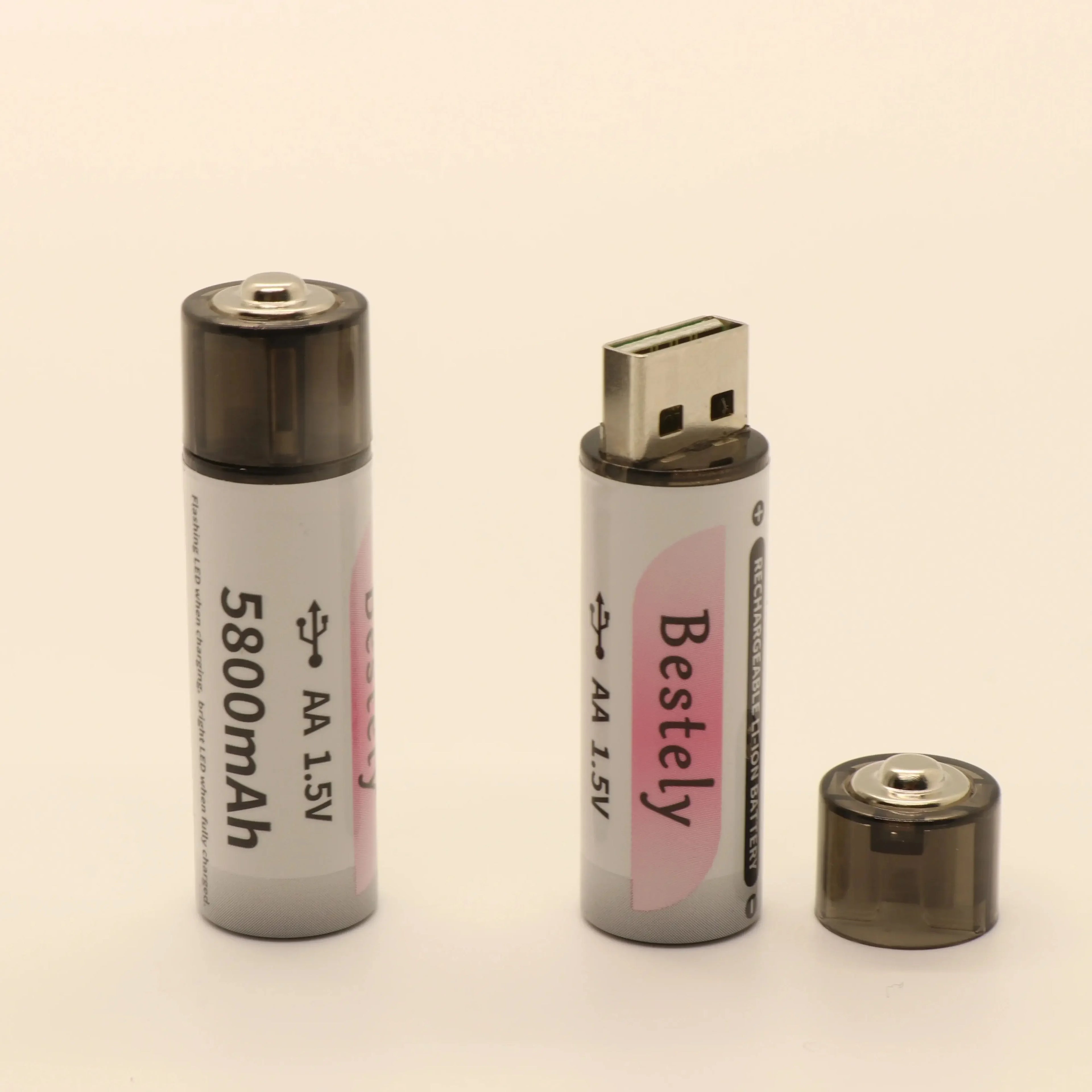 2025 New 1.5v Rechargeable Lithium AA Battery, High capacity 5800mAh USB Li-ion AA Battery,1.5h fast charging and long lasting Oasis Select