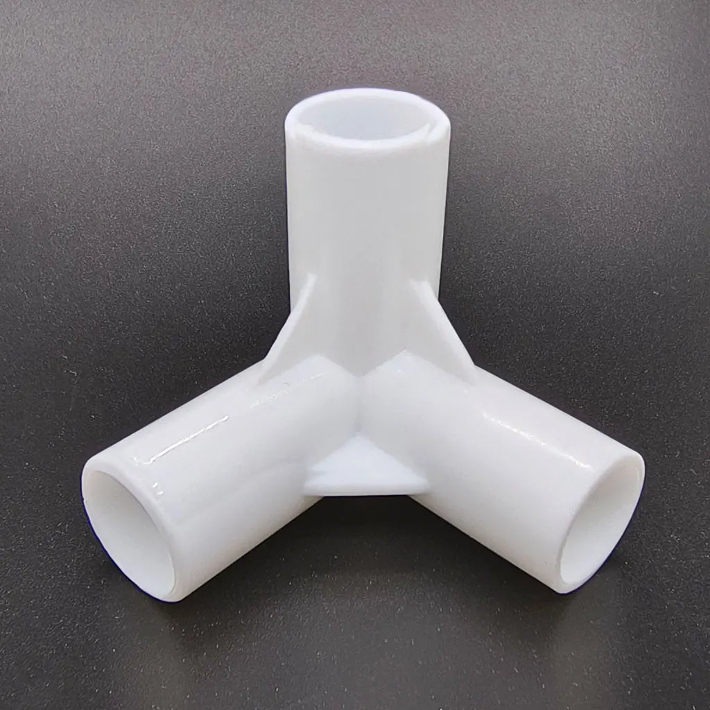 3 way White PVC Tent Feet Corner Center Connector Pipe PVC Straight Elbow Tee Connector Plastic Joint DIY Wardrobe Tent Fittings Oasis Select