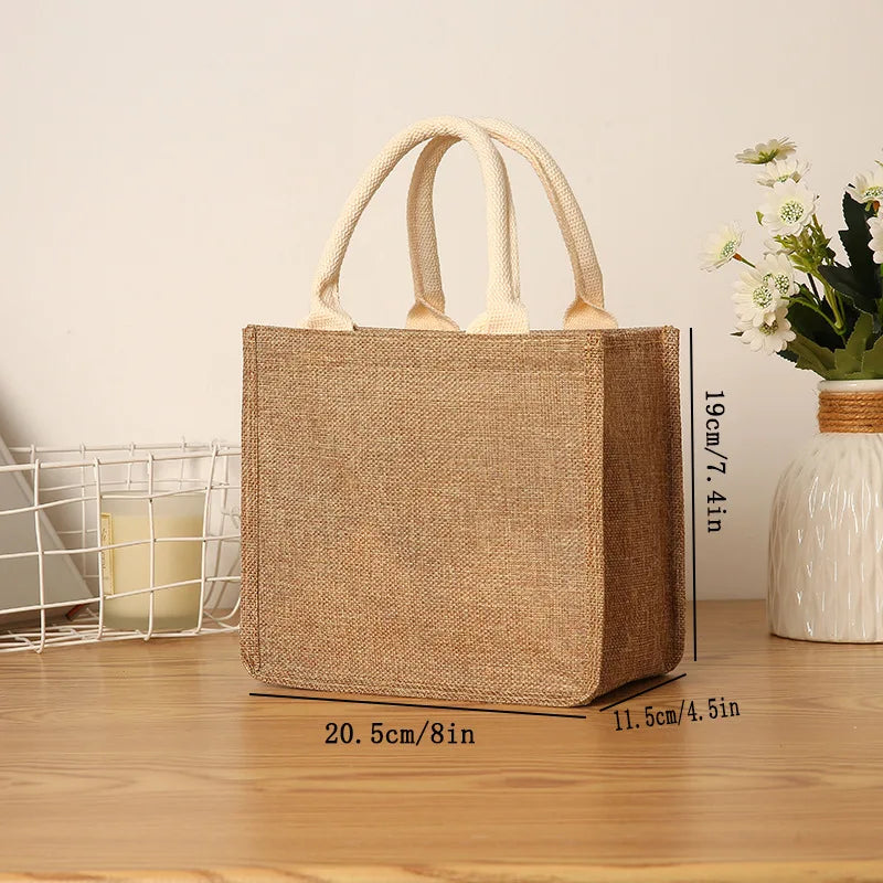 New linen tote bag large capacity jute tote bag imitation linen shopping bag travel organizer bag Oasis Select A