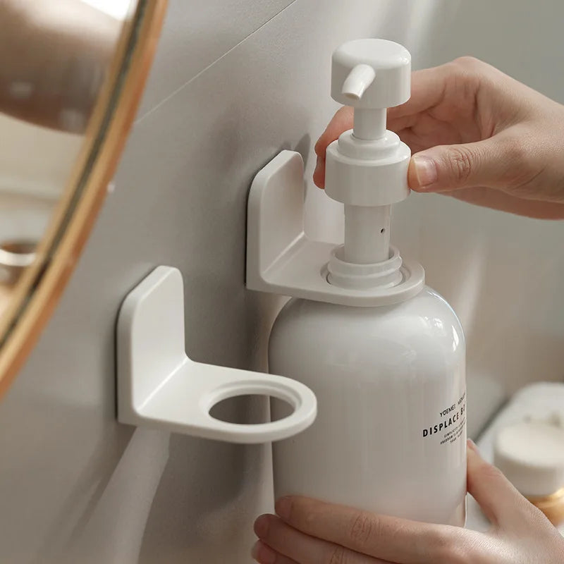 1pcs Adjustable Dispenser Bottle Holder Wall Mounted Adhesive Shampoo Lotion Hand Soap Bottle Hanger Bathroom Storage Rack Oasis Select