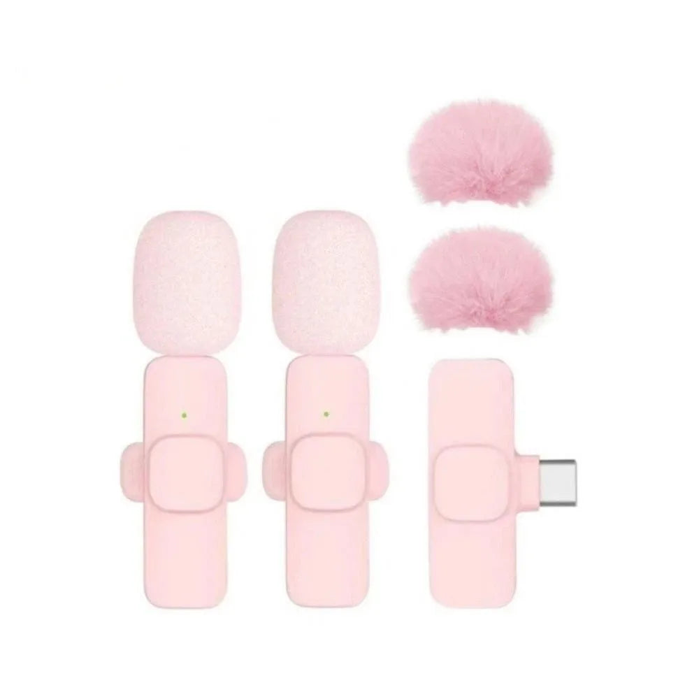 1/2Pcs Wireless Lapel Microphone Noise Reduction USB-C Connector Mini Microphone Pink Studio Quality Mobile Phone Microphone Oasis Select