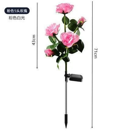 New Waterproof Solar Outdoor Landscape Lights Garden Lights Solar Garden Rose Lights Oasis Select 5 Head Pink rose