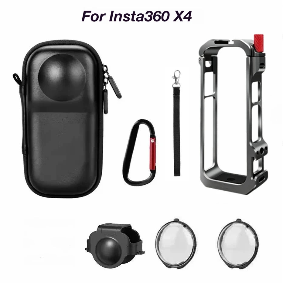 Aluminum Cage & Lens Cover for Insta360 X4 / X5 Camera