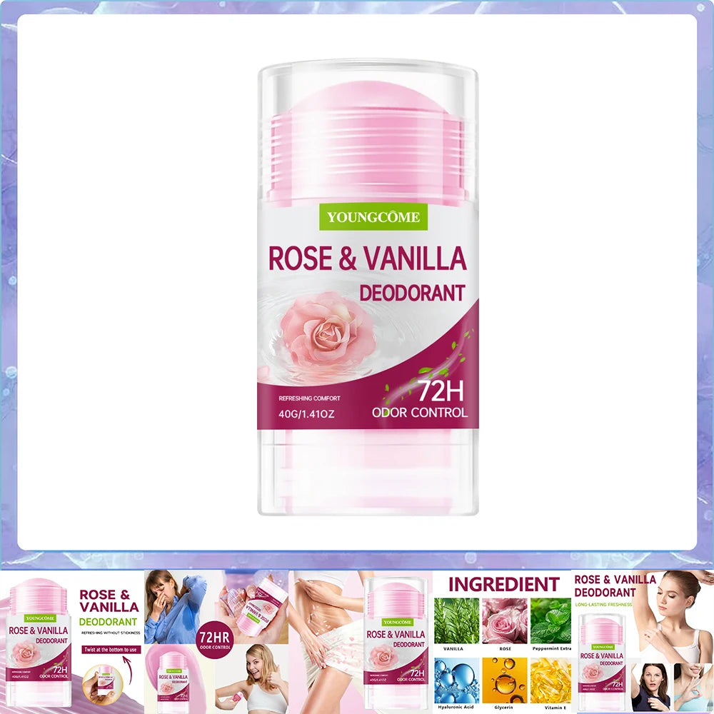 Deodorant Stick ROSE VANILLA Body Odor Remove Cream Removal Armpit Refreshing Antiperspirant Lasting Aroma Deodorant Oasis Select 40g 1pcs