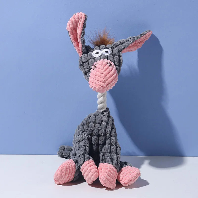 Tough Bite-Resistant Funny Donkey Plush Dog Toy | Squeaky Sound & Teeth Grinding Design | Interactive Chew Toy for Dogs Oasis Select grey donkey 13x25cm