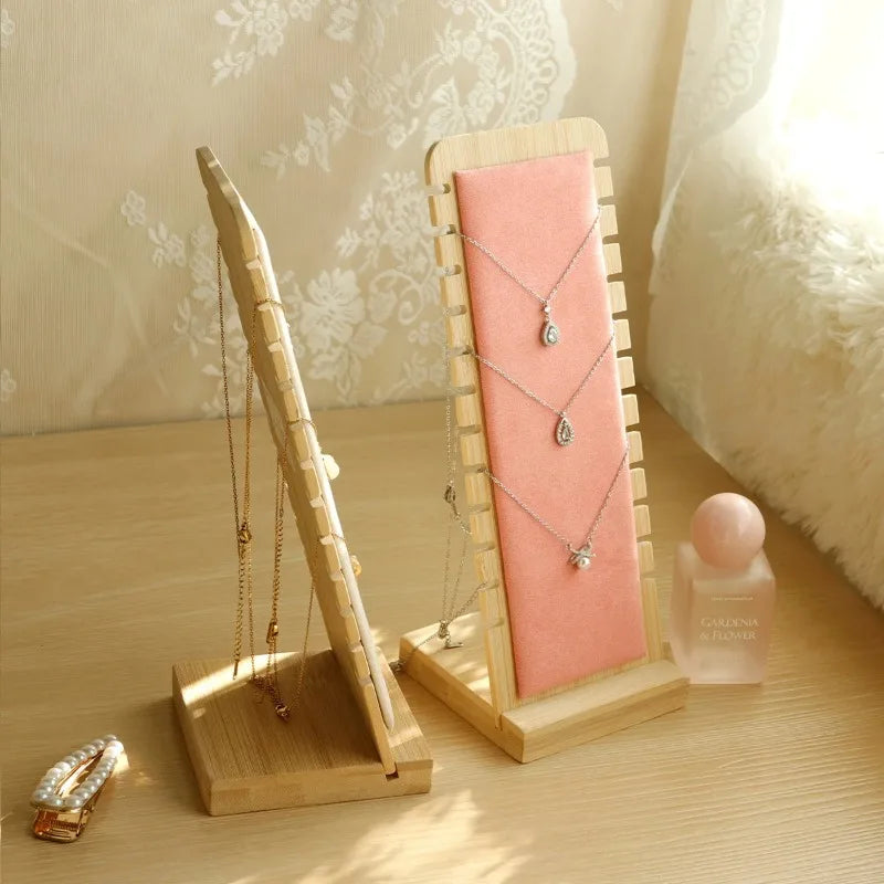 1pcs Jewelry Display Rack Necklace Hanging Bamboo and Wood Jewelry Bracelet Storage Rack Sweater Chain Storage Oasis Select